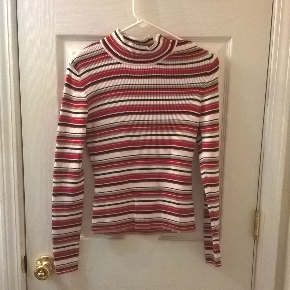 Nine & Company Ribbed Button-Up Turtleneck Small